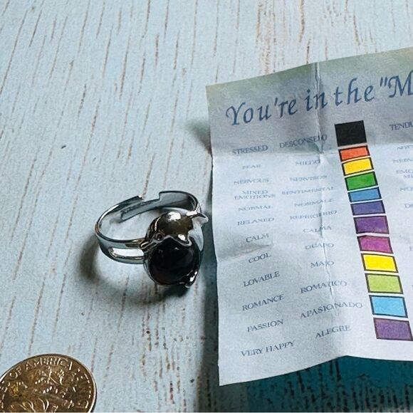 Silver Dolphin Adjustable Mood Ring With Paperwork - Picture 2 of 2